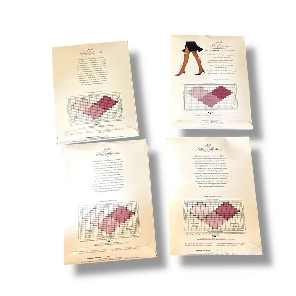 Vintage Hanes NWT Silk Reflections‎ Pantyhose Size AB Control Top Sandalfoot Set